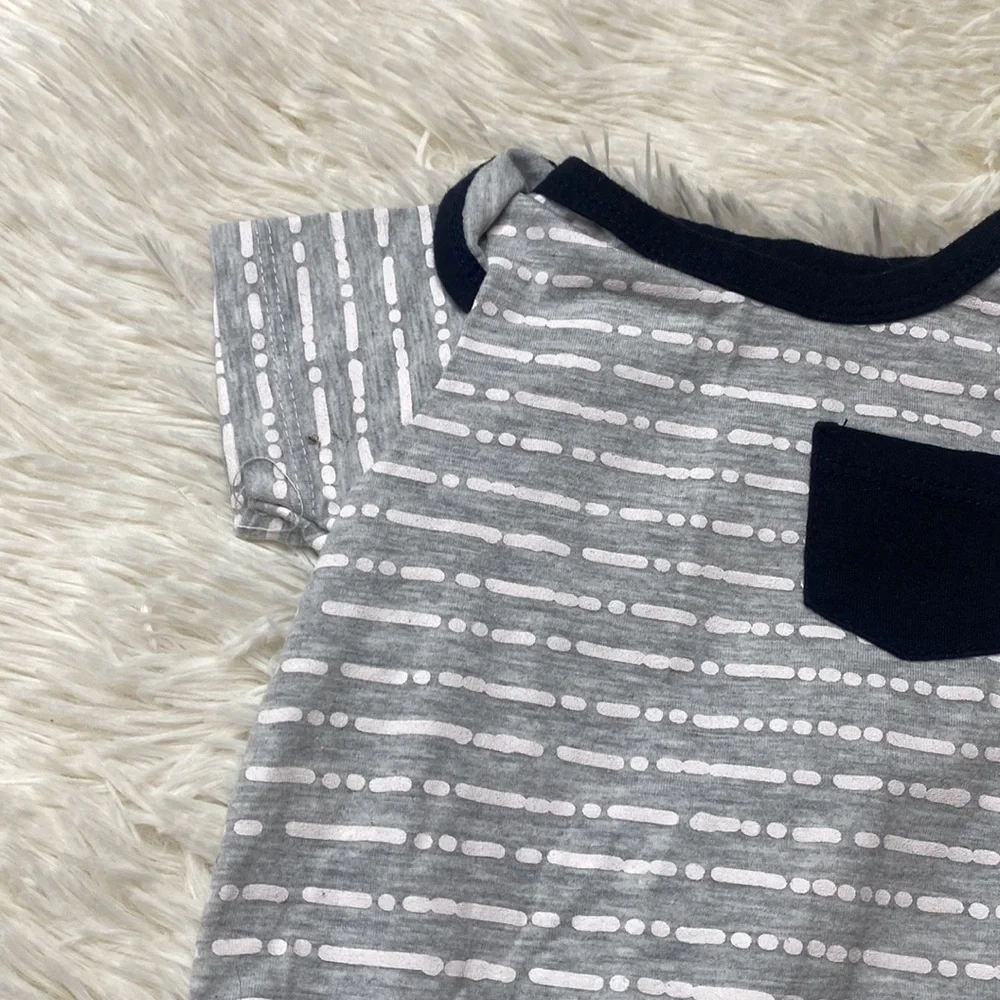7 For All Mankind Gray & Blue Onesie Size 3-6 Months Excellent Condition